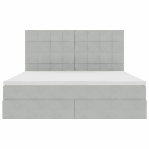 Легло с място за съхранение и LED с LED Светлосиво 160 x 200 cm