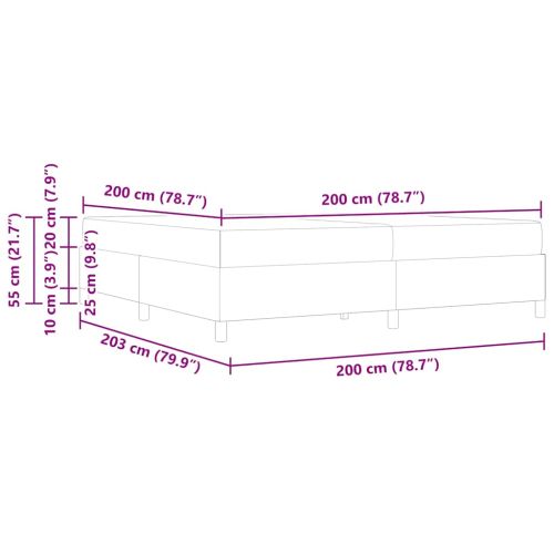 Легло с пружинирана основа Синьо 200 x 200 cm текстил