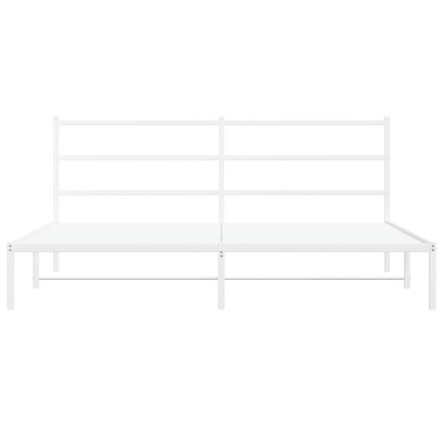 Метална рамка за легло с горна табла, бяла, 180x200 см