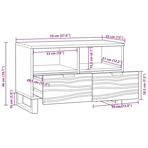 ТВ Единици с чекмедже Орех 70 x 33 x 46 см Инженерно дърво