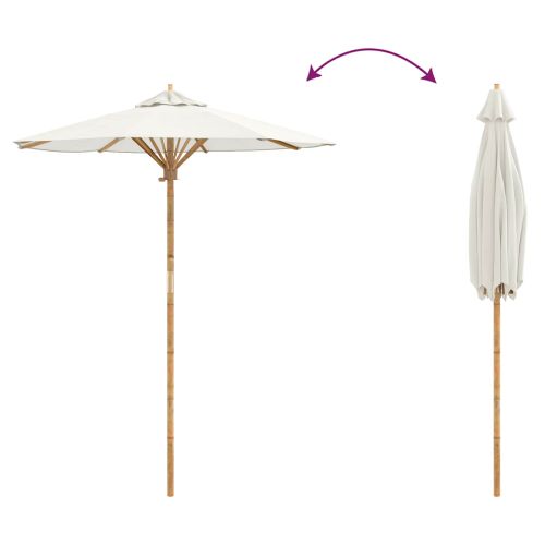 Градински парасол Кремаво Бяло Ø 180 x 230 см бамбук