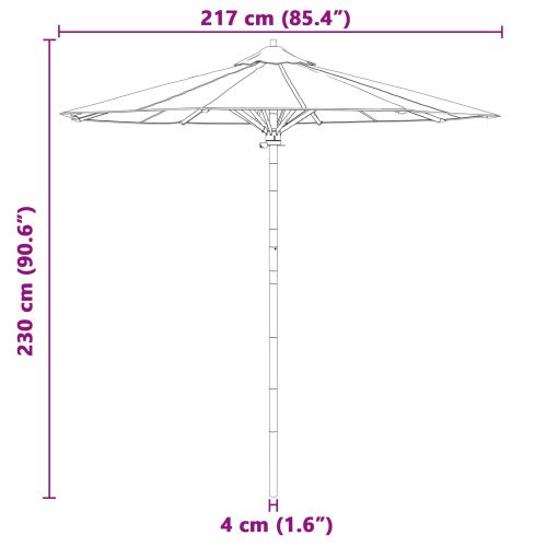 Градински парасол Кремаво Бяло Ø 217 x 230 см бамбук