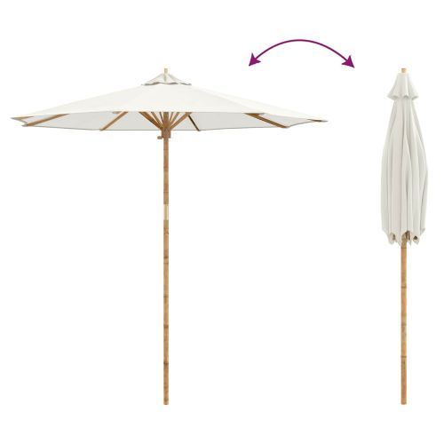 Градински парасол Кремаво Бяло Ø 270 x 260 см бамбук