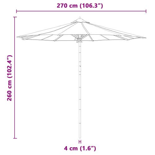 Градински парасол Кремаво Бяло Ø 270 x 260 см бамбук