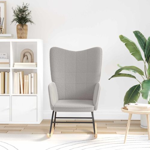 Люлеещ се стол Светлосиво Тъкан Шерпа