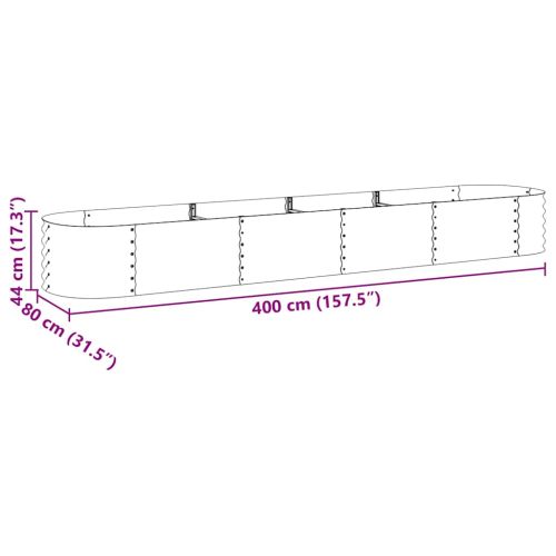 Градинска висока леха 400x80x44 см поцинкована стомана сребро