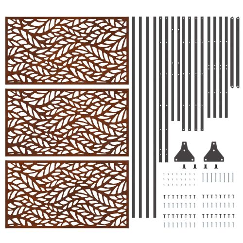 Екран за уединение Сив 100 x 50 x 180 см Патинираща стомана