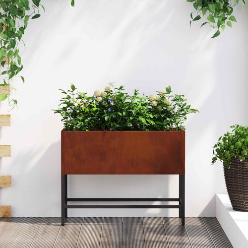 Повдигната градинска саксия Ръждясало 60 x 26 x 45 см