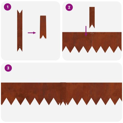Ограда за трева 10 pcs Ръждясало 100 x 0,05 x 15 см