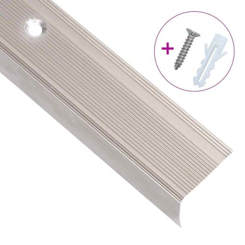 Ръбове за стъпала, Г-образни, 5 бр, алуминий, 90 см, шампанско