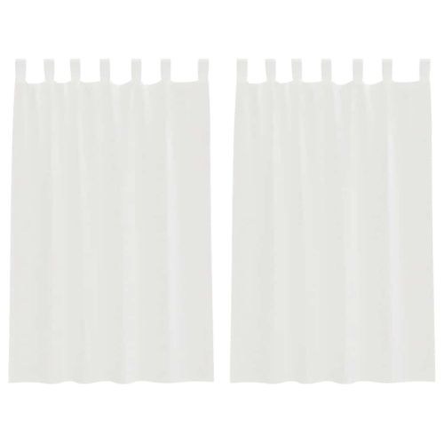 Воалени завеси с примки, 2 бр, бели, 140x175 см