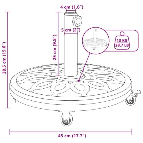 Основа за чадър Арт Деко Черно Ø 45 х 39,5 см Желязо