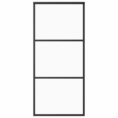 Плъзгаща врата, ESG стъкло и алуминий, 90x205 см, черна