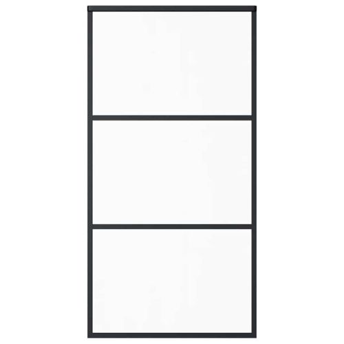 Плъзгаща врата, ESG стъкло и алуминий, 102x205 см, черна