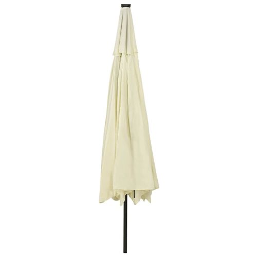 Градински чадър с LED лампички, 400 см, пясъчен