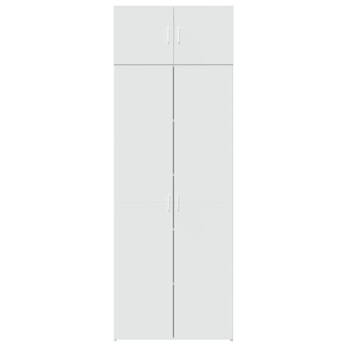 Шкаф за съхранение, бял, 80x42,5x225 см, инженерно дърво
