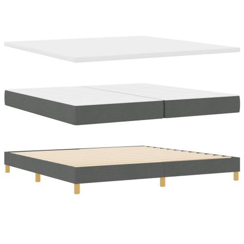 Легло с пружинирана основа Тъмен сив 200 x 200 cm текстил