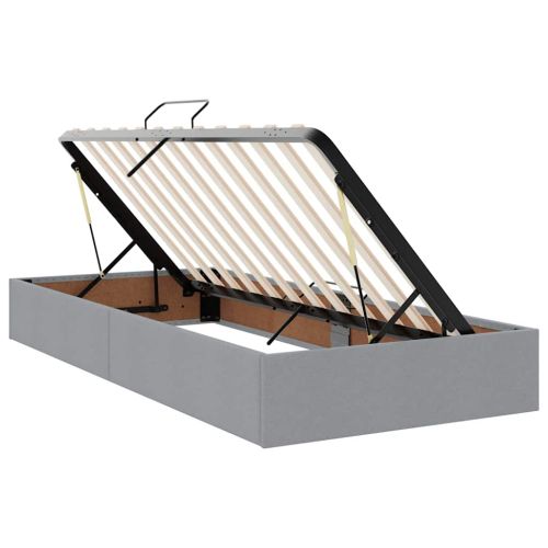 Легло с място за съхранение и матрак Светлосиво 90 x 190 cm