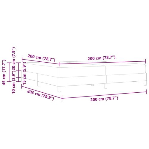 Легло с пружинирана основа Синьо 200 x 200 cm текстил