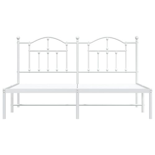 Метална рамка за легло с горна табла, бяла, 180x200 см