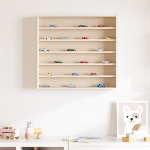Дървена колекционерска витрина с 6 рафта 60x8,5x55 см