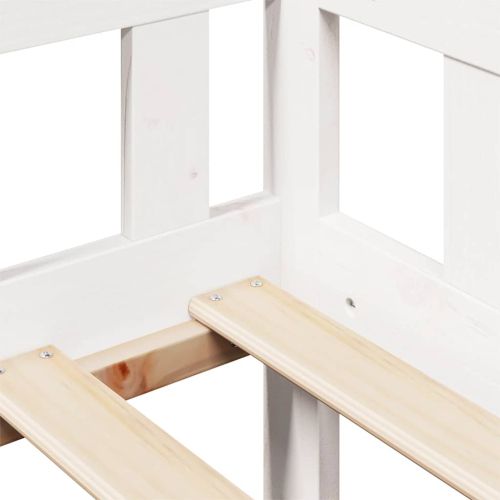 Легло с чекмеджета, без матрак, бяло, 90x200 см, масивно дърво