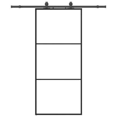 Плъзгаща се врата с обков черна 90x205 см ESG стъкло
