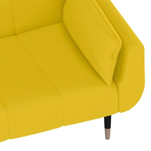 2-местно разтегателно канапе с две възглавници, жълто, кадифе