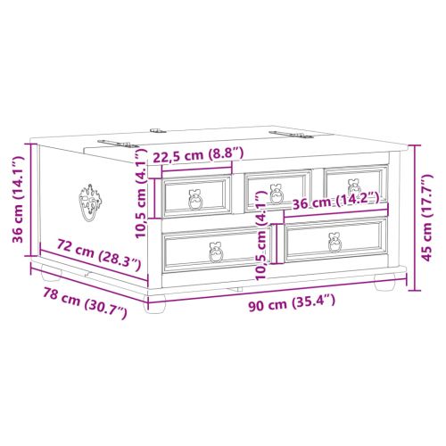 Кутия за съхранение "Corona" 90x78x45 см борово дърво масив