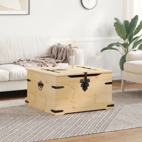 Кутия за съхранение "Corona" 78x78x45 см борово дърво масив