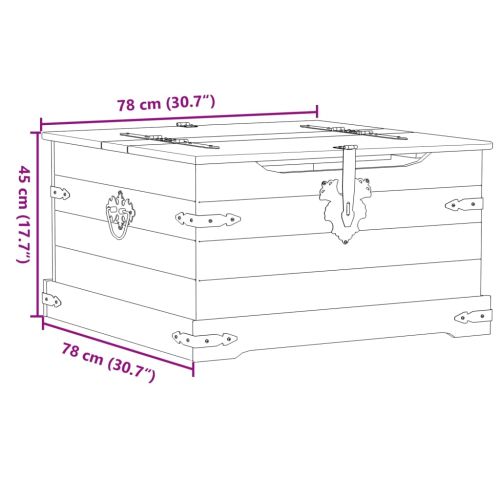Кутия за съхранение "Corona" 78x78x45 см борово дърво масив
