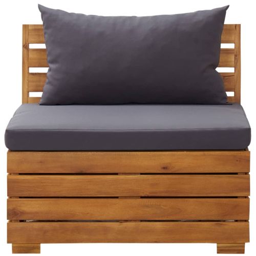 Модулен среден диван, 1 бр, с възглавници, акациево дърво масив