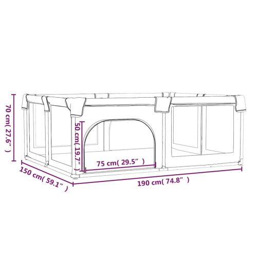 Бебешка кошара с 2 врати, светлосива, оксфорд текстил