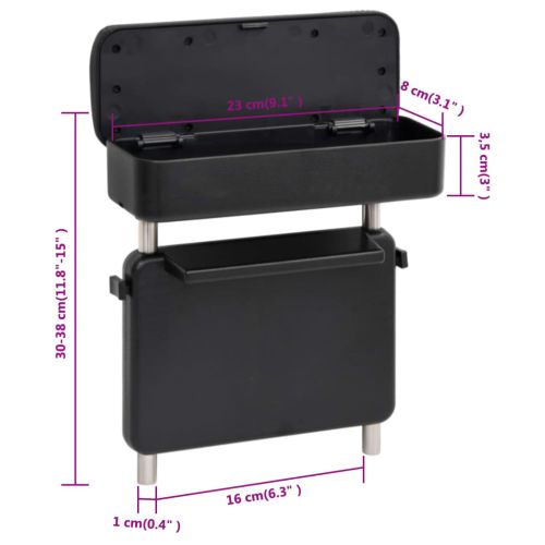 Подлакътник за кола универсален черен 23x8x(30-38) см ABS