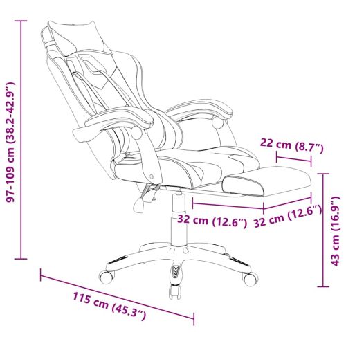 Геймърски стол, черно и камуфлаж, изкуствена кожа
