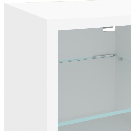 ТВ стенни модули с LED, 6 части, бели, инженерно дърво