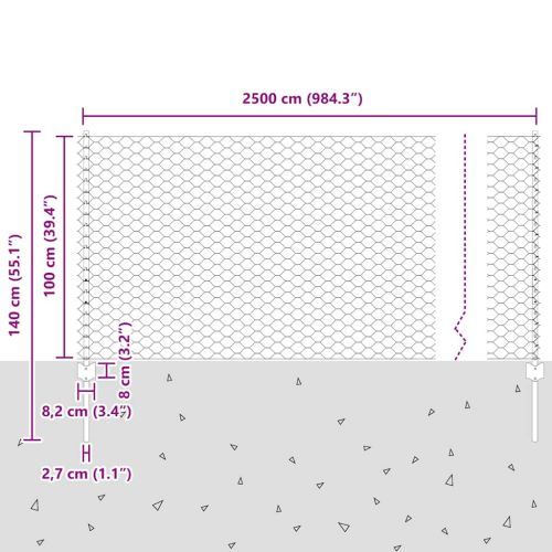 Ограда с пост Сребрист 1 x 25 m Стомана