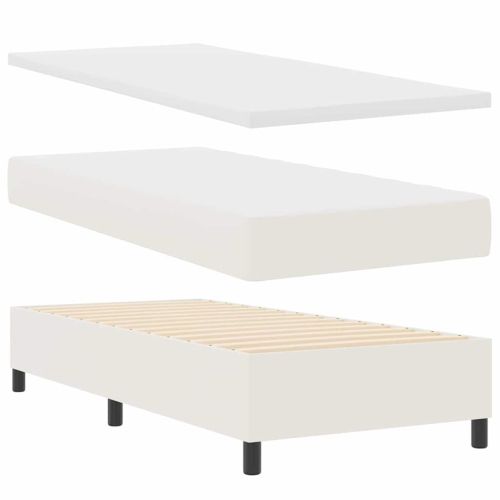 Легло с пружинирана основа Слонова кост и бяло 100 x 200 cm