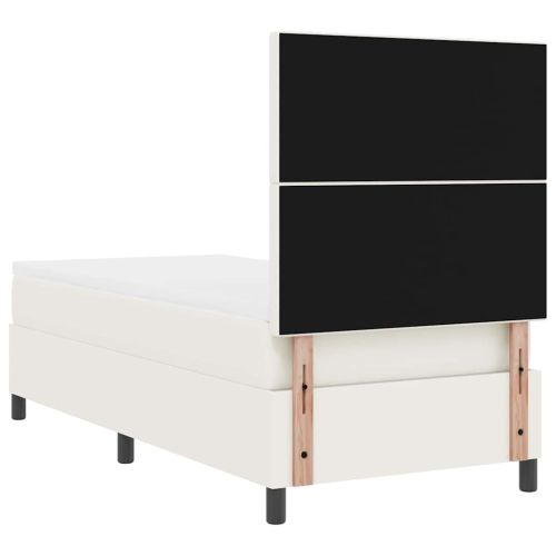 Легло с пружинирана основа Слонова кост и бяло 100 x 200 cm