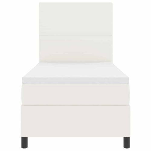 LED кутия за пружини с легло Слонова кост и бяло 100 x 200 cm