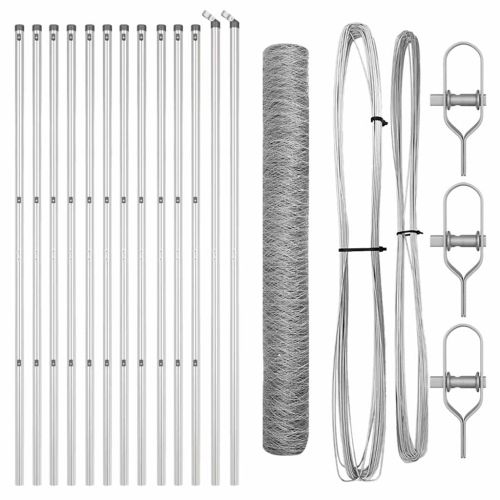 Стълб за ограда. Сребрист 25 x 1 м (50 мм мрежа) Стомана