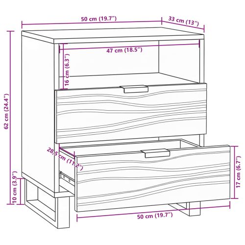 Нощен шкаф с чекмедже Бял и черен 50 x 33 x 62 см