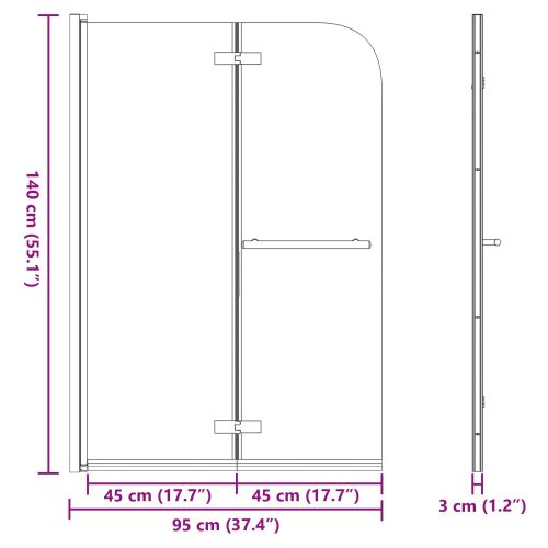 Душова обшивка Златист 95 x 140 cm ESG стъкло и алуминий