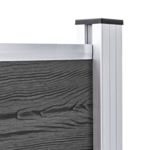 Комплект оградни панели, WPC, 872x105 см, черен