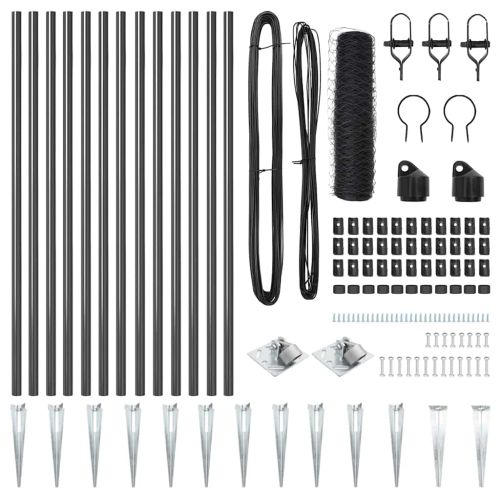 Стълб за ограда. Сив 25 x 1 м (50 мм мрежа) Стомана
