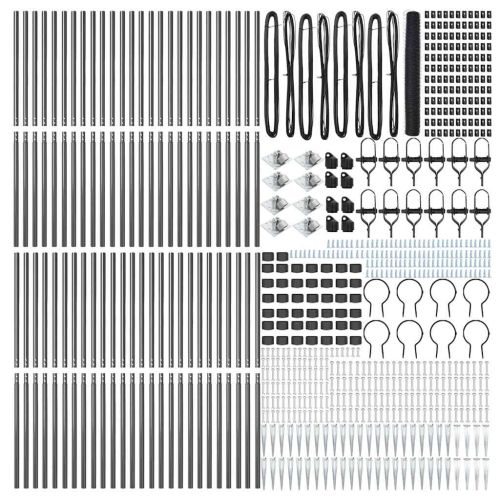 Стълб за ограда. Сив 100 x 1,4 м (мрежа 36 мм) Стомана и PVC