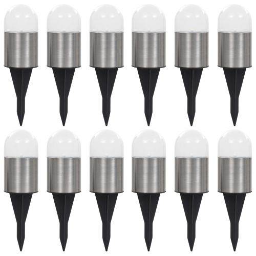 Соларни земни лампи, 12 бр, LED светлина, бели