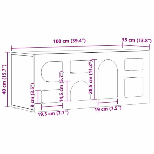 ТВ шкаф Лъскаво бяло 100 x 35 x 40 см Инженерно дърво