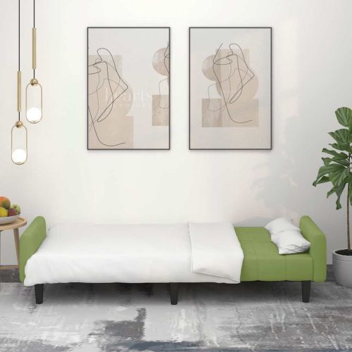 2-местно разтегателно канапе, светлозелено, кадифе