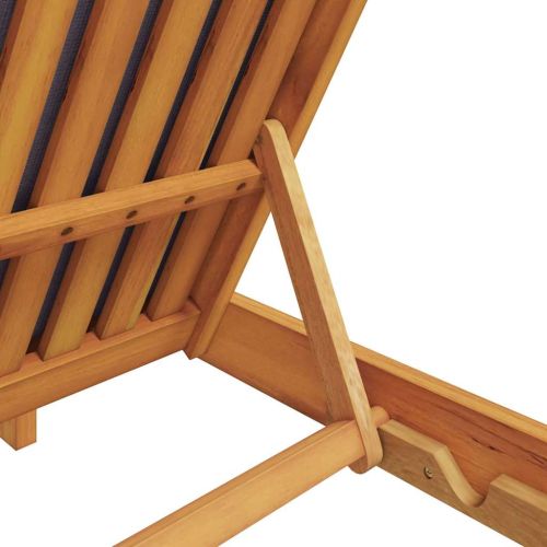 Шезлонг с възглавница Тъмен сив Солидно акациево дърво